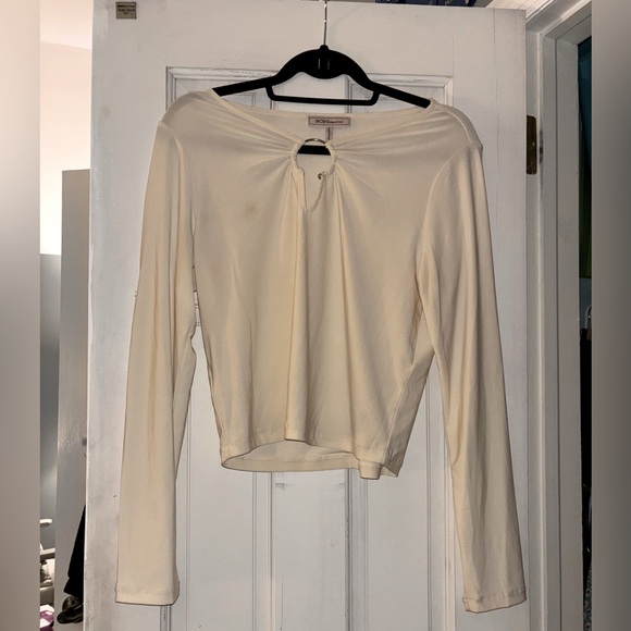 BCBGeneration Tops - BCBGeneration Cream Tie Front Crop Blouse